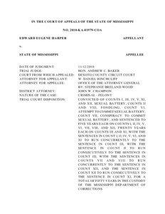 IN THE COURT OF APPEALS OF THE STATE OF MISSISSIPPI NO[removed]KA[removed]COA EDWARD EUGENE HARPER