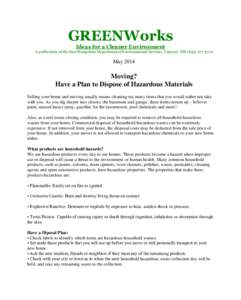 GREENWorks Ideas for a Cleaner Environment A publication of the New Hampshire Department of Environmental Services, Concord, NH[removed]May 2014