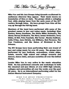 Big band / Dixieland / VAX / Pete Fountain / Swing / Jimmy Dorsey / Jazz / Music / Mike Vax