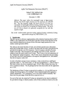 Randomness / Hypothesis testing / Statistical tests / Approximate entropy / Statistical theory / Pseudorandom number generator / Hardware random number generator / Statistical significance / Statistical hypothesis testing / Statistics / Cryptography / Probability and statistics