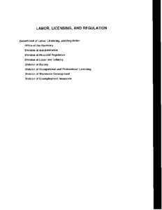 2008 Maryland State Budget - Volume II, Labor, Licensing and Regulation