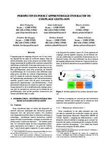 PERSPECTIVES POUR L’APPRENTISSAGE INTERACTIF DU COUPLAGE GESTE–SON Jules Françoise Ircam — UMR STMS IRCAM–CNRS–UPMC 