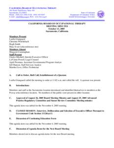 Quorum / Agenda / Minutes / Public comment / Recorded vote / Sacramento /  California / California Department of Consumer Affairs / Parliamentary procedure / Meetings / Government