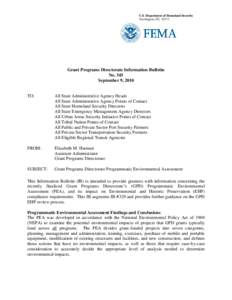 U.S. Department of Homeland Security Washington, DC[removed]Grant Programs Directorate Information Bulletin No. 345 September 9, 2010