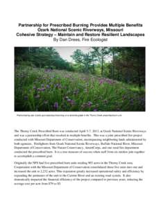 Partnership for Prescribed Burning Provides Multiple Benefits Ozark National Scenic Riverways, Missouri Cohesive Strategy – Maintain and Restore Resilient Landscapes By Dan Drees, Fire Ecologist  Prairie blazing star (