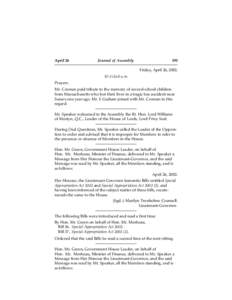 April 26  Journal of Assembly 191 Friday, April 26, 2002.