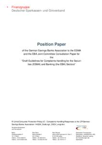   Finanzgruppe Deutscher Sparkassen- und Giroverband  Position Paper