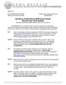 BM06:176 FOR IMMEDIATE RELEASE Monday, November 6, 2006 Contact: Nghia Nguyen Demovic[removed]