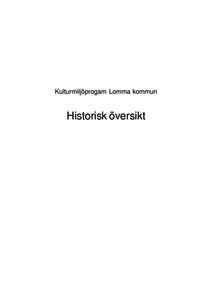 Kulturmiljöprogam Lomma kommun  Historisk översikt