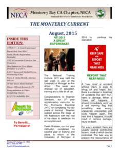 THE MONTEREY CURRENT August, 2015 INSIDE THIS EDITION:  NTI 2015