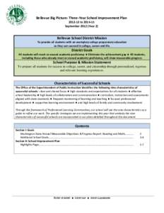 Bellevue Big Picture: Three-Year School Improvement Plan[removed]to[removed]September[removed]Year 2) Bellevue School District Mission