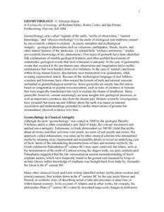 1 GEOMYTHOLOGY © Adrienne Mayor in Enclopedia of Geology, ed Richard Selley, Robin Cocks, and Ian Palmer. Forthcoming, Elsevier, fallGeomythology (also called “legends of the earth, “myths of observation,” 