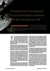 The economic value of harvesting wild resources to the Indigenous community of the Wallis Lake Catchment,NSW Despite the potential economic significance of the use of wild resources by Australian Indigenous peoples, ther