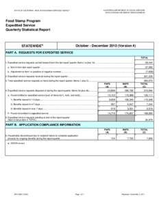 DFA 296X – Food Stamp Program Expedited Service Quarterly Statistical Report, Oct-Dec10.