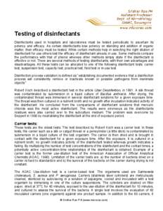 Biology / Hygiene / Antiseptics / Public health / Phenol coefficient / Disinfectants / Bactericide / Epsilometer test / Bacteria / Microbiology / Medicine / Health