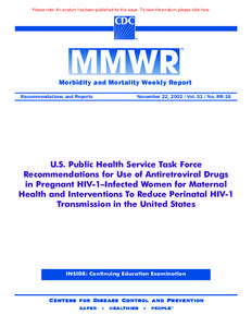 Please note: An erratum has been published for this issue. To view the erratum, please click here.  Morbidity and Mortality Weekly Report Recommendations and Reports  November 22, [removed]Vol[removed]No. RR-18