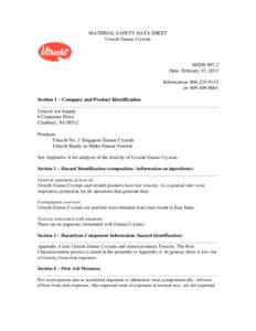 MATERIAL SAFETY DATA SHEET Utrecht Damar Crystals MSDS[removed]Date: February 23, 2013 Information: [removed]