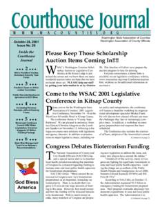 Washington State Association of Counties Washington Association of County Officials October 26, 2001 Issue No. 26