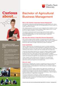 Curious about... Bachelor of Agricultural Business Management What is CSU’s Bachelor of Agricultural Business Management?