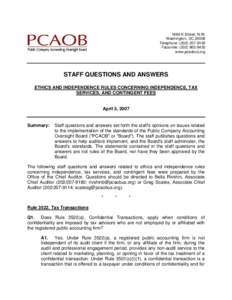 Corporate governance / Finance / Economy of the United States / Public Company Accounting Oversight Board / Audit / Tax / Accountant / Regulation S-X / Auditor independence / Auditing / Accountancy / Business