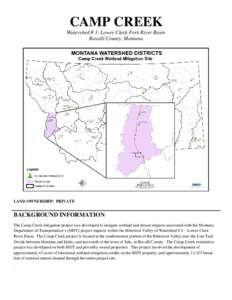 CAMP CREEK Watershed # 3- Lower Clark Fork River Basin Ravalli County, Montana LAND OWNERSHIP: PRIVATE