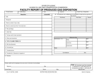 FACILITY REPORT OF PRODUCED GAS DISPOSITION Form[removed]