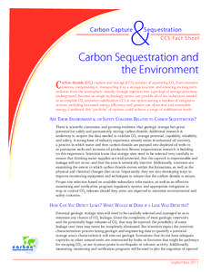 &  Carbon Capture & Sequestration CCS Fac t Sh eet  Carbon Sequestration and