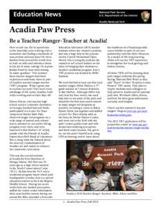 Education News  National Park Service U.S. Department of the Interior Acadia National Park
