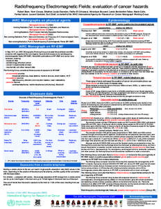 Radiofrequency Electromagnetic Fields: evaluation of cancer hazards Robert Baan, Yann Grosse, Béatrice Lauby-Secretan, Fatiha El Ghissassi, Véronique Bouvard, Lamia Benbrahim-Tallaa, Neela Guha, Farhad Islami, Laurent 