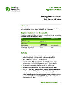 iCell Neurons Application Protocol: Plating in 1536-well Cell Culture Plates