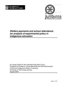 The linking of welfare payments to school attendance in Indigenous communities