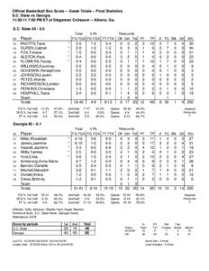 Official Basketball Box Score -- Game Totals -- Final Statistics S.C. State vs Georgia[removed]:00 PM ET at Stegeman Coliseum -- Athens, Ga. S.C. State 48 • 2-3 Total 3-Ptr