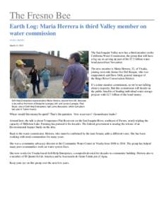 The Fresno Bee Earth Log: Maria Herrera is third Valley member on water commission MARK GROSSI March 13, 2015