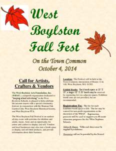 West Boylston Fall Fest On the Town Common October 4, 2014 Call for Artists,