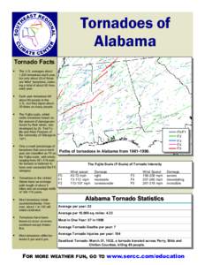Tornadoes of Alabama Tornado Facts •  The U.S. averages about