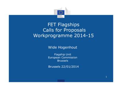 FET Flagships Calls for Proposals WorkprogrammeWide Hogenhout Flagship Unit European Commission