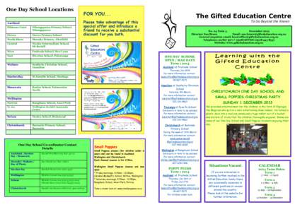 One Day School Locations Auckland Hibiscus Coast Whangaparoa Primary School, Whangaparoa