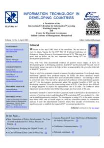 INFORMATION TECHNOLOGY IN DEVELOPING COUNTRIES IFIP WG 9.4 A Newsletter of the International Federation for Information Processing