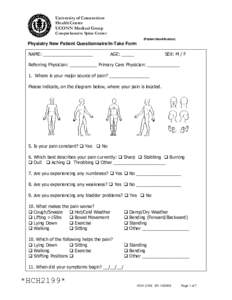 University of Connecticut Health Center UCONN Medical Group Comprehensive Spine Center (Patient Identification)