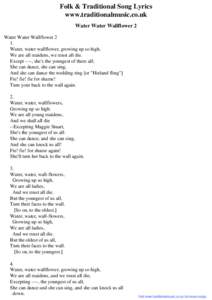 Folk & Traditional Song Lyrics - Water Water Wallflower 2