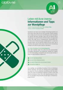 01  Leben mit Acne inversa Informationen und Tipps zur Wundpflege Erstellt in Zusammenarbeit mit Dr. med. Andreas Pinter,