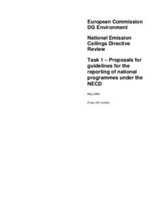 European Commission DG Environment National Emission Ceilings Directive Review Task 1 – Proposals for