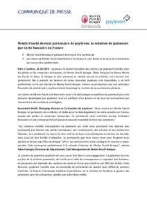Monte Paschi devient partenaire de payleven, la solution de paiement par carte bancaire en France    Monte Paschi Banque et payleven annoncent leur partenariat