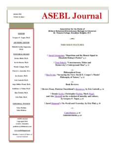 January 2014 Volume 10, Issue 1 EDITOR Gregory F. Tague, Ph.D. ~