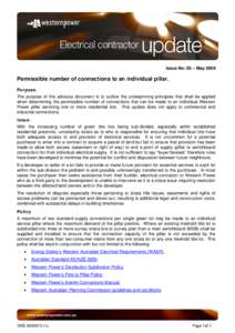 Electrical Contractor Issue No: 05 – MayPermissible number of connections to an individual pillar.