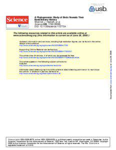 A Phylogenomic Study of Birds Reveals Their Evolutionary History Shannon J. Hackett, et al.