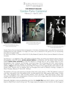 FOR IMMEDIATE RELEASE  Gordon Parks: Centennial FebruaryApril 27, 2013  Department Store, Birmingham, Alabama, 1956