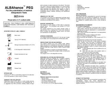 ™  ALBAhance PEG For the potentiation of Indirect Antiglobulin Tests REF Z312U