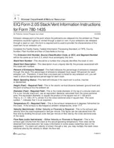 EIQ Form 2.0S Stack/Vent Information Instructions for Form[removed]Air Pollution Control Program fact sheet[removed]