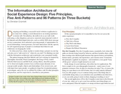 Bulletin of the American Society for Information Science and Technology – August/September 2009 – Volume 35, Number 6  Special Section The Information Architecture of Social Experience Design: Five Principles,
